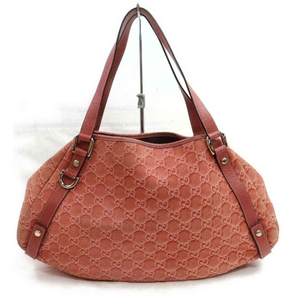 Auth Gucci Shoulder Bag Pink Suede #5464G12